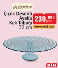 COLORİNA ÇİÇEK DESENLİ AYAKLI KEK TABAĞI 32 CM